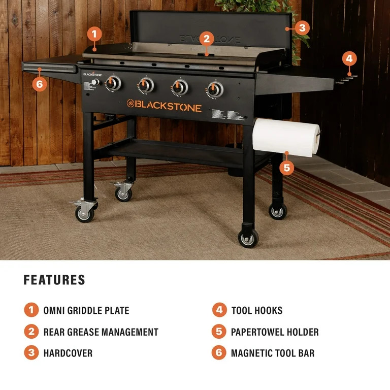 Blackstone Original 4-Burner 36" Propane Omnivore Griddle with Hard Cover | Walmart (US)
