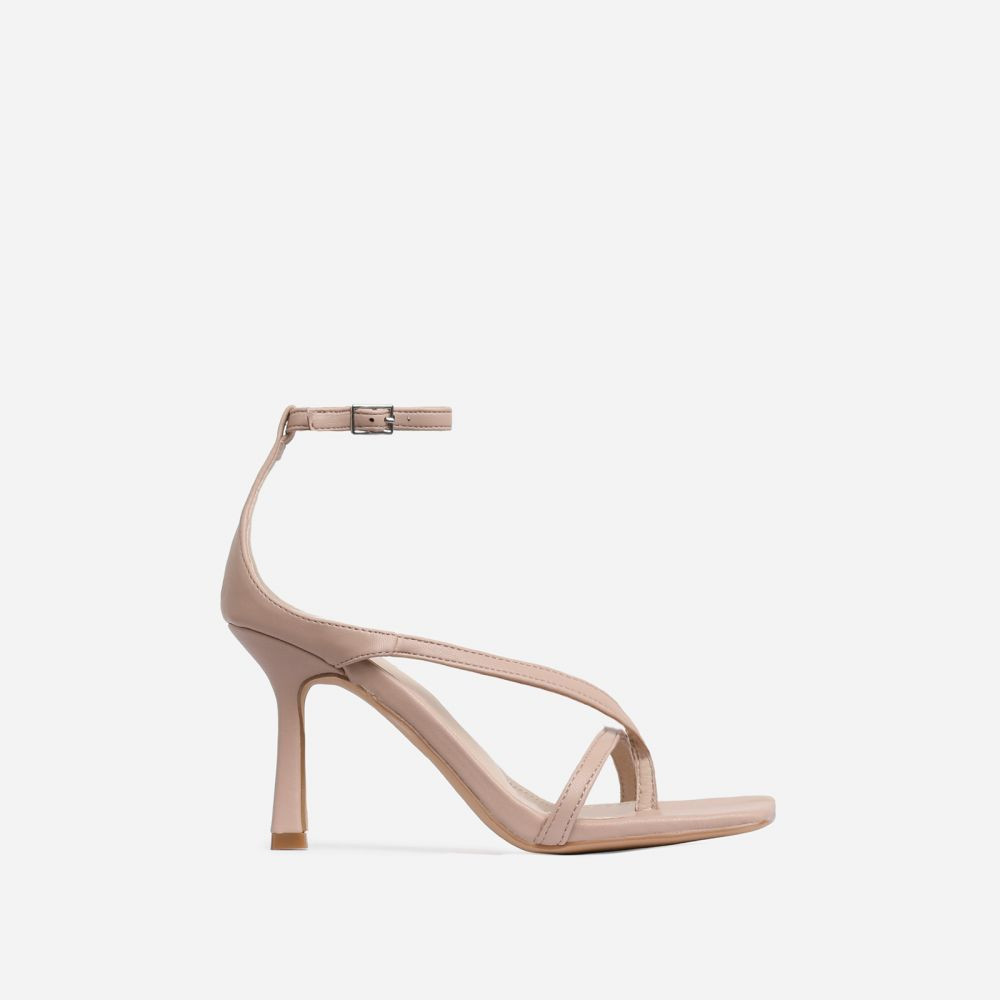 Eve Square Toe Strappy Heel In Nude Faux Leather | EGO Shoes (US & Canada)