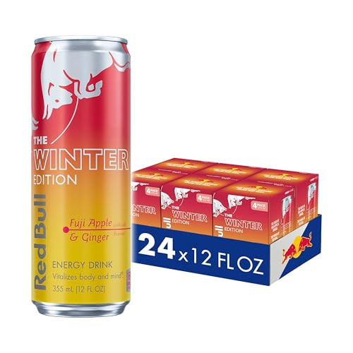 Red Bull Fuji Apple and Ginger Winter Edition Energy Drink, with 114mg Caffeine plus Taurine & B Vitamins, 12 Fl Oz, 6 Packs of 4 Cans (Pack of 24) | Amazon (US)