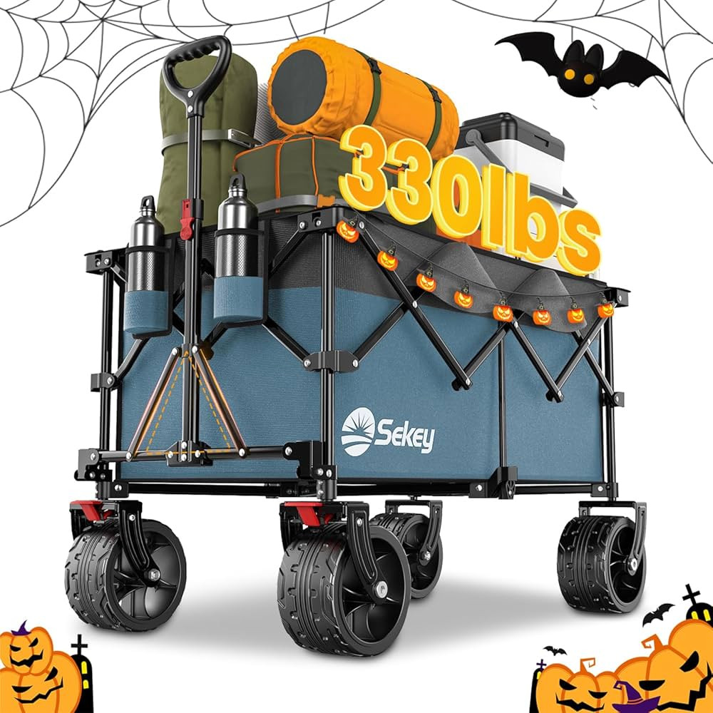 Sekey 220L Collapsible Foldable Wagon with 330lbs Weight Capacity, Heavy Duty Folding Utility Gar... | Amazon (US)
