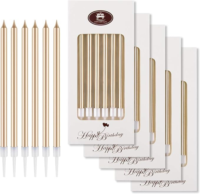 Beanlieve 24 Count Birthday Candles - Long Thin Cake Candles Slow Burning Candles for Birthday, W... | Amazon (CA)