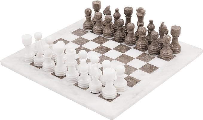Radicaln Marble Chess Set 15 Inches White and Grey Oceanic Handmade Chess Board Games - 1 Chess B... | Amazon (US)