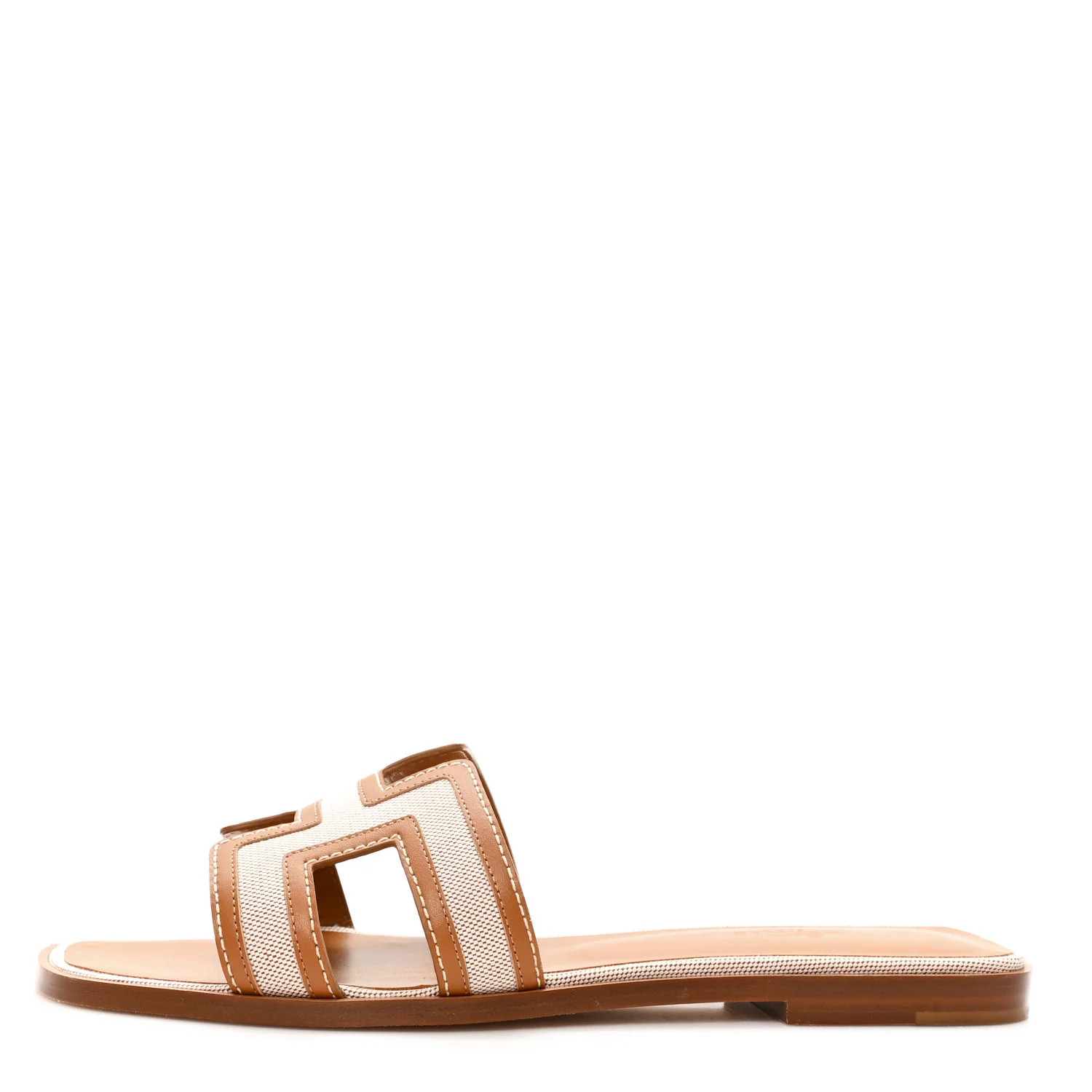 Calfskin Canvas Oran Sandals 40 Noisette Beige Dore | FASHIONPHILE (US)