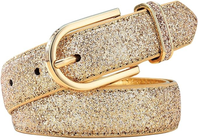 Fashion Sparkly PU Leather Waist Belts for Women Formal Dresses Jeans | Amazon (US)