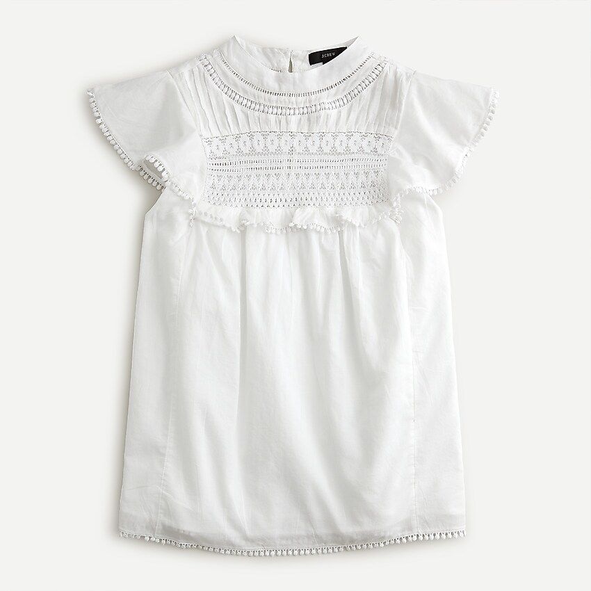 Flutter-sleeve crocheted lace top | J.Crew US