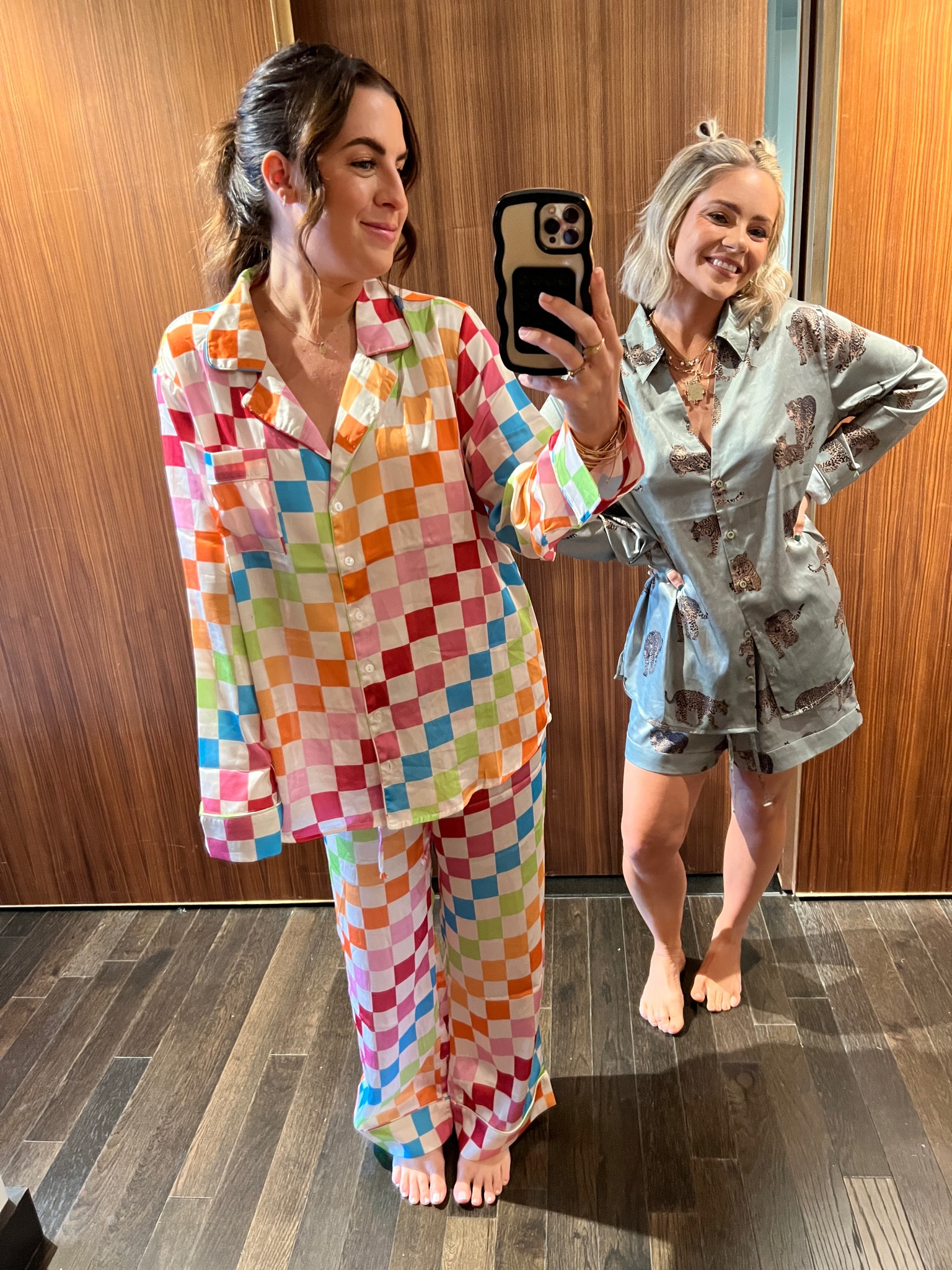 We LOVE @showmeyourmumu pjs!! I’m wearing a Medium and Hunter is wearing an XS 