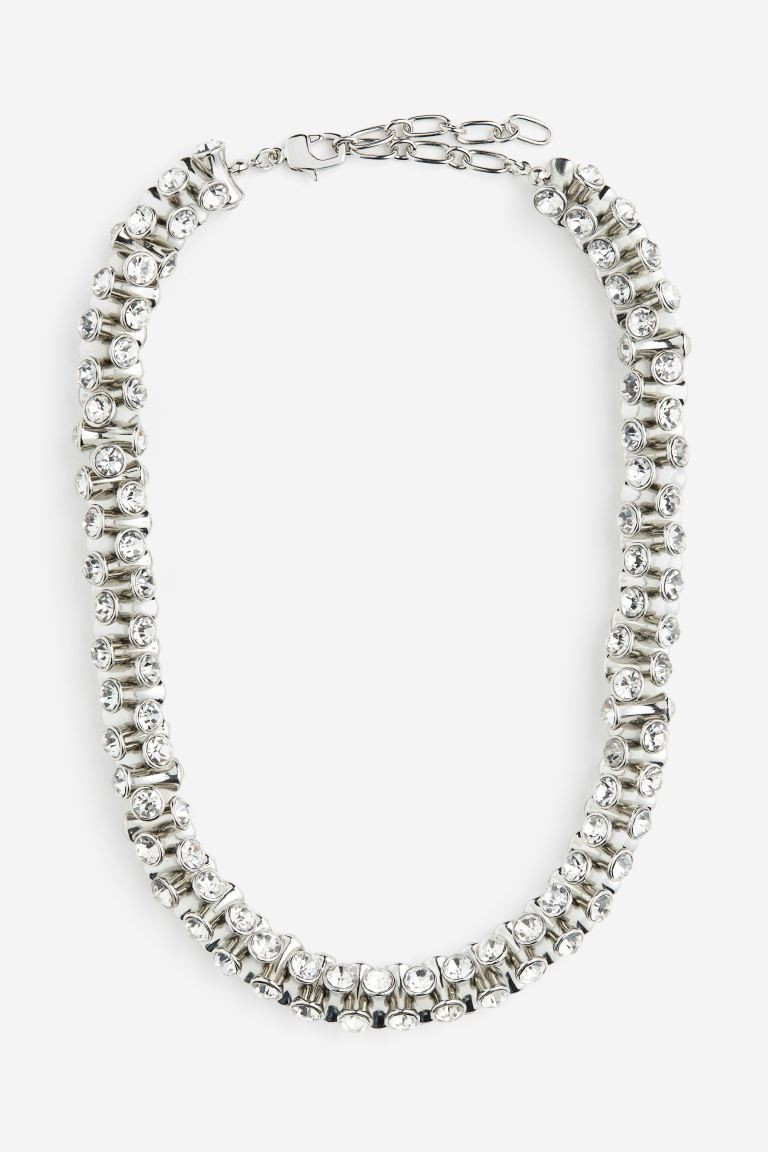 Rhinestone Necklace - Silver-colored - Ladies | H&M US | H&M (US + CA)