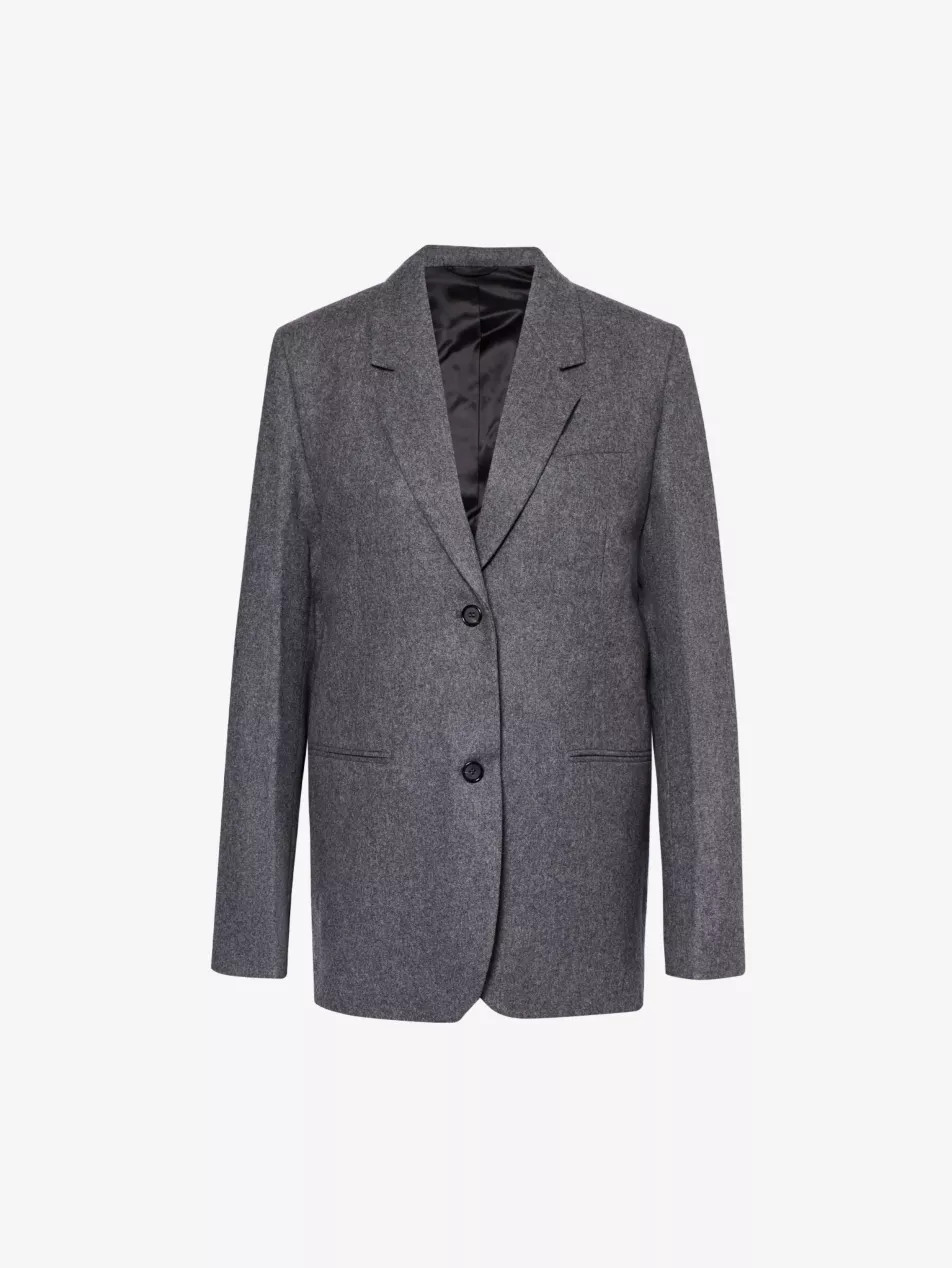 Single-breasted notch-lapel recycled wool-blend blazer | Selfridges