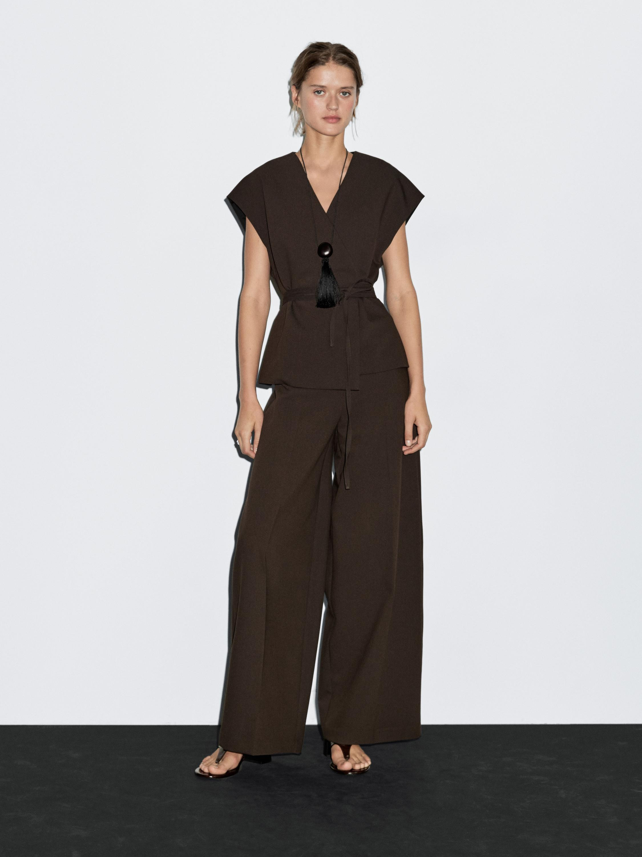 High-waist wide-leg trousers | Massimo Dutti UK