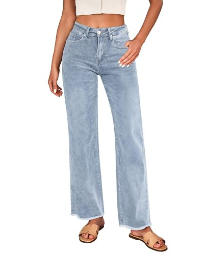 LookbookStore Womens Blue Jeans High Waist Wide Leg Pants for Women Size Small | Amazon (US)