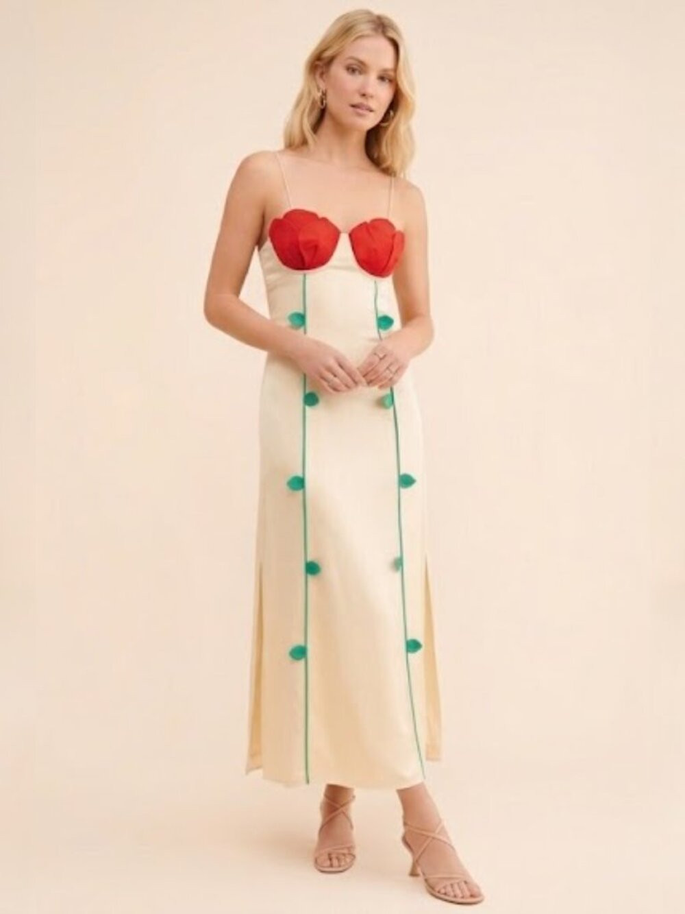 FARM Rio Rose Detailed Sleeveless Satin Maxi Dress Size Small NWT | Poshmark