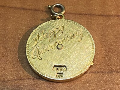 Vintage Monet Goldtone  "Happy Anniversary"  Pendant Charm Movable Date Function | eBay US