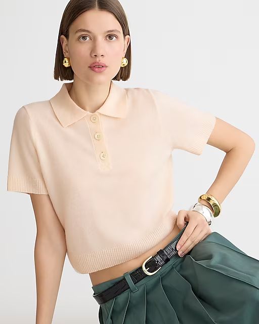 Cashmere cropped sweater-polo | J.Crew US