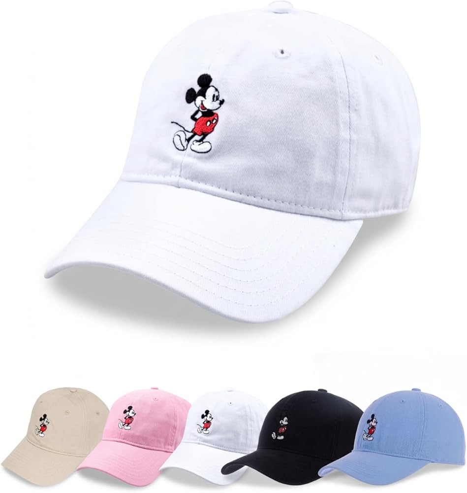 Disney Mickey Mouse Embroidered Cotton Adjustable Dad Hat with Curved Brim | Amazon (US)