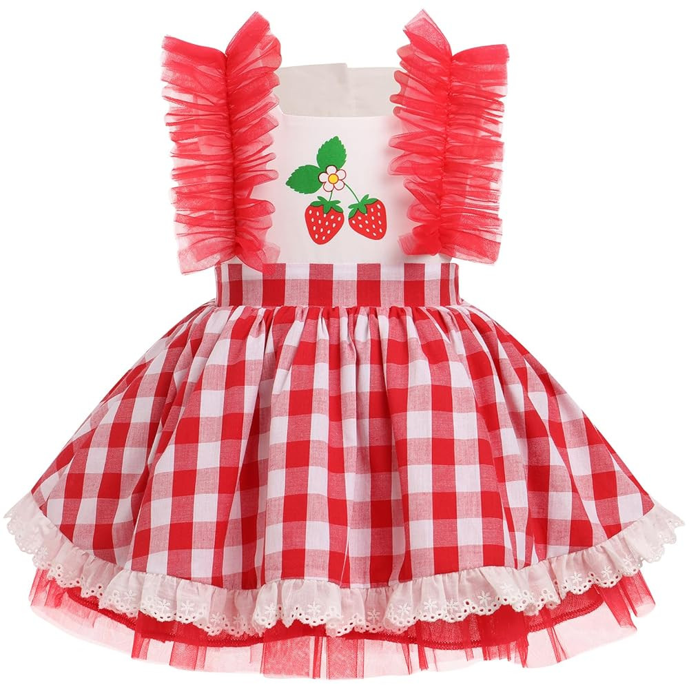 IBTOM CASTLE Toddler Girls Birthday Party Dress Strawberry Candy Embroidery Princess Tulle Weddin... | Amazon (US)