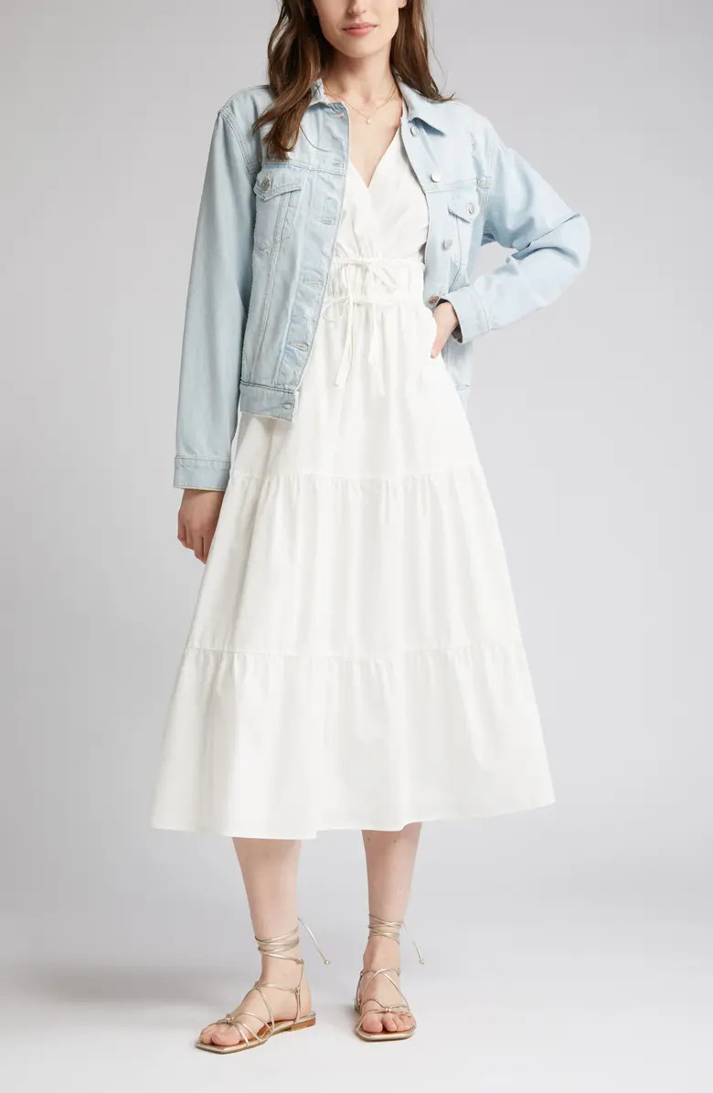 Lucia Tiered Cotton Blend Midi Dress | Nordstrom