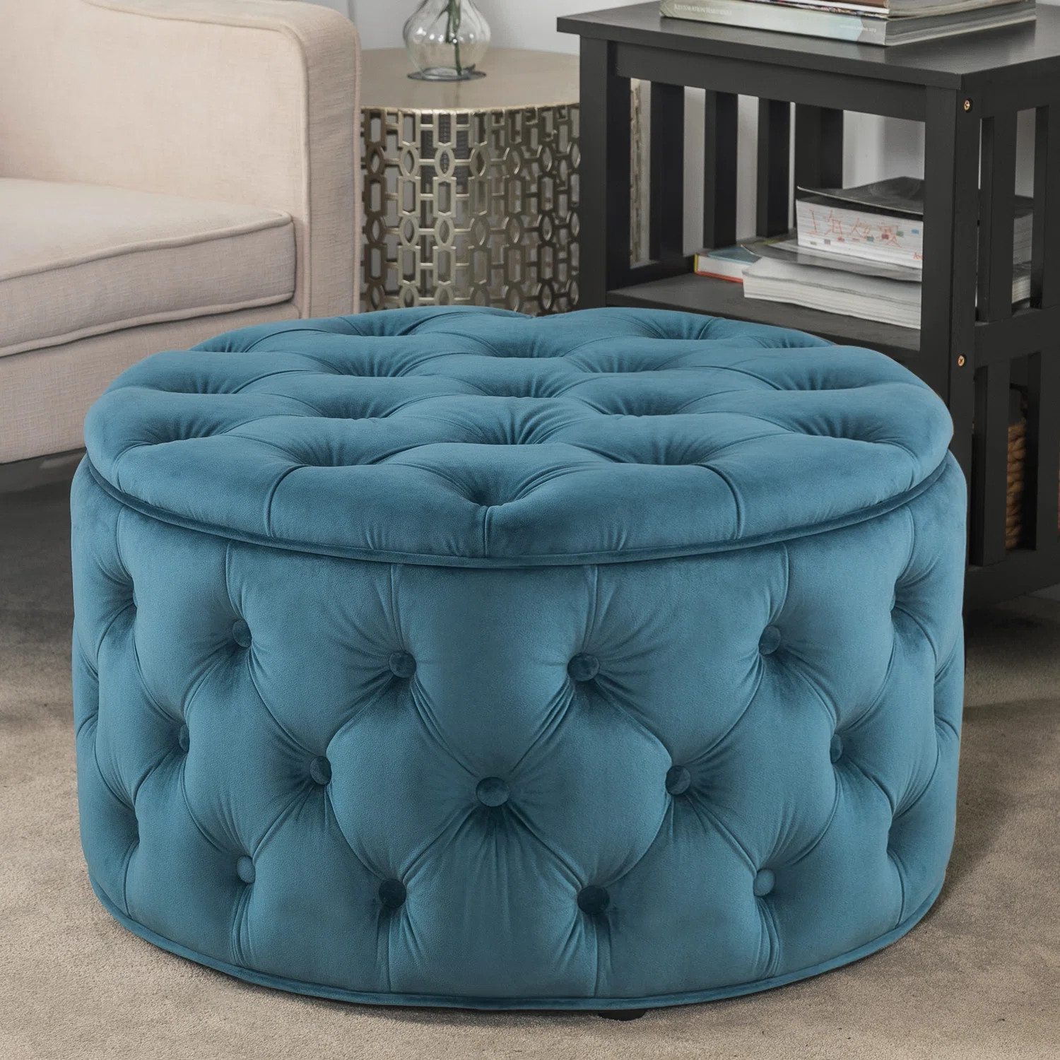 Amram Tufted Round Storage Ottoman | Wayfair North America