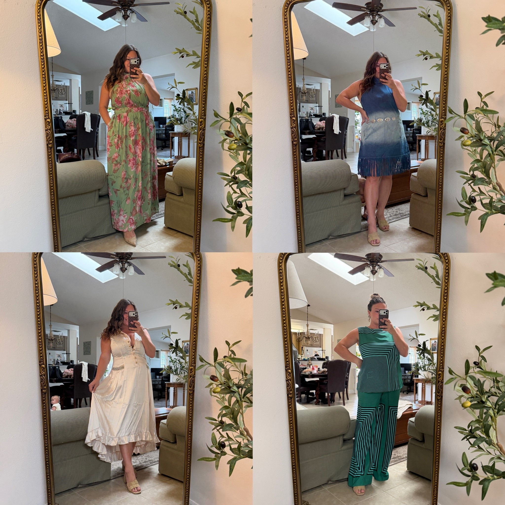 Packing for my August cruise and I need your help! 🌴⚓️☀️

If you could only choose ONE of these outfits to come with me, which would it be?

🌸 1. Floral maxi
💙 2. Denim fringe dress
🤍 3. Cream midi dress
💚 4. Green statement set

I’m trying to narrow down my suitcase (which is way harder than it should be 😂), and each one has such a different vibe—from tropical dinner nights to exploring port and relaxing on the ship.

Which outfit is your favorite, and where would you wear it on a cruise? Drop your pick below! ⬇️✨

#LTKMidsize #LTKTravel #LTKWedding