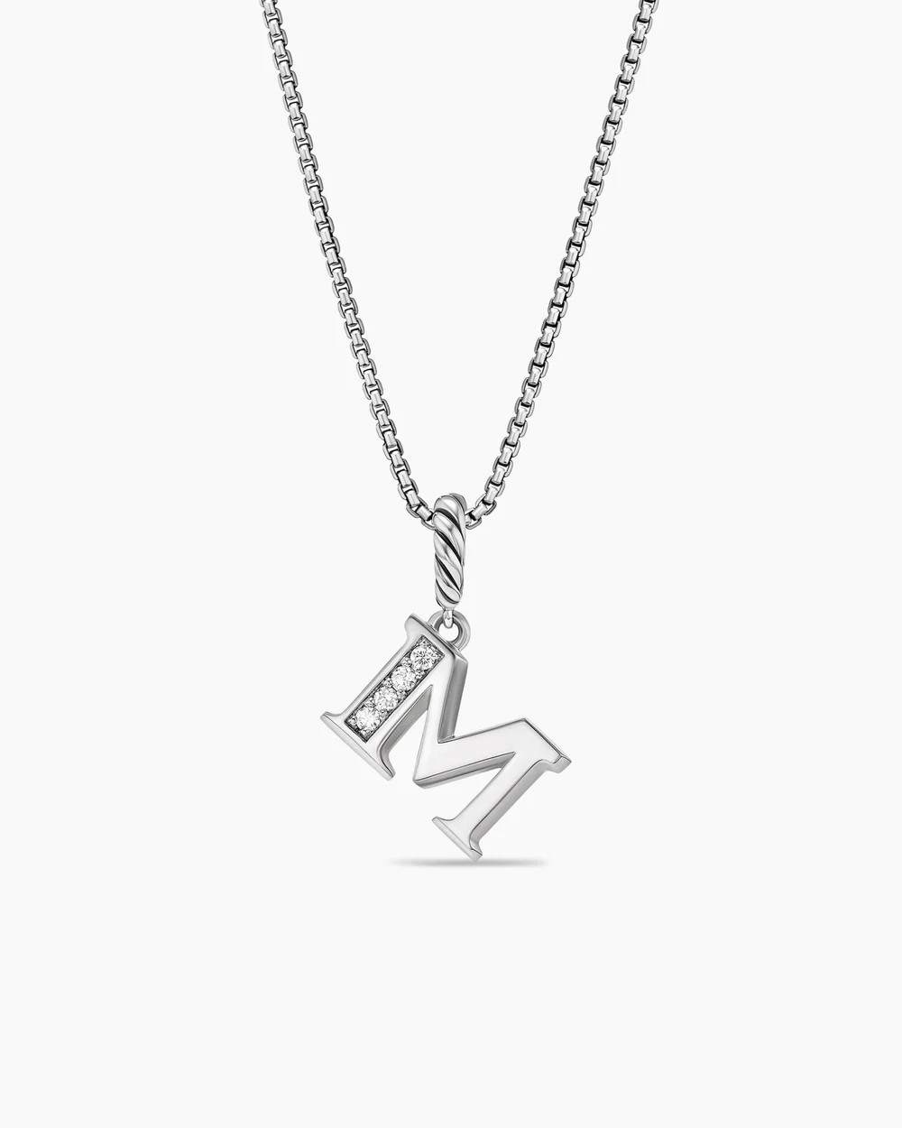 David Yurman | Pavé Initial Pendant Necklace in Sterling Silver with Diamond M | David Yurman