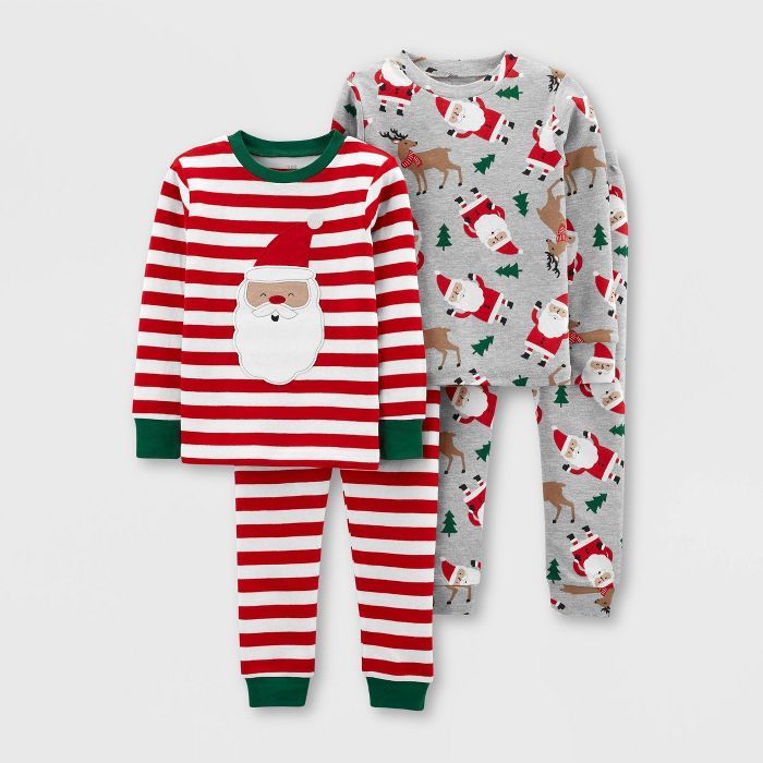 Toddler Boys' 4pc Striped Santa Pajama Set - Just One You® made by carter's Red | Target