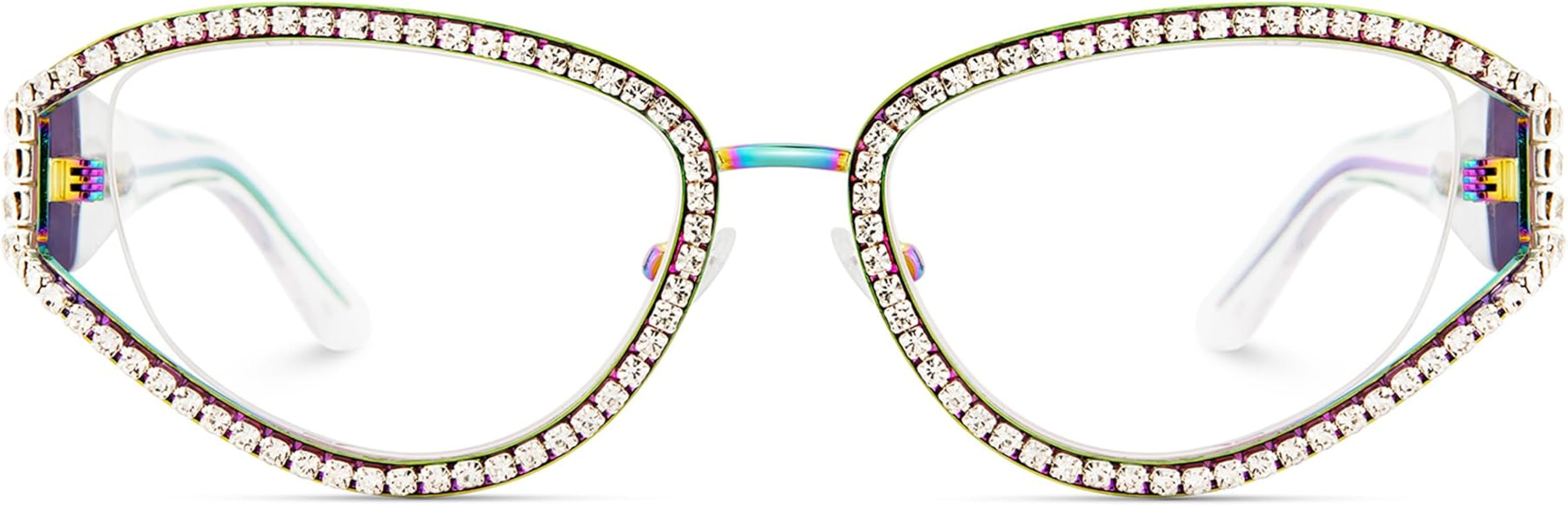 Zeelool Ladies's Cat Eye Frame Glasses With Shiny Diamonds Star GlassesZJGM237991 | Amazon (US)