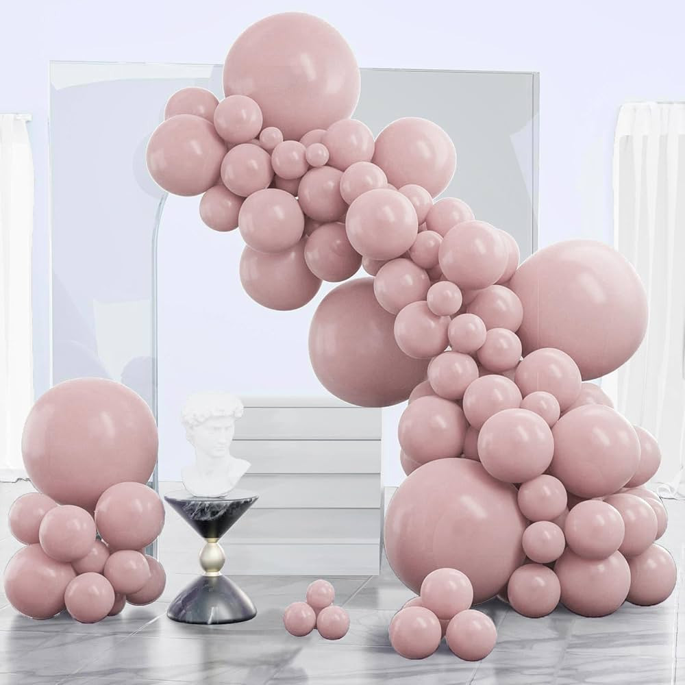 PartyWoo Cavern Pink Balloons, 140 Pcs Boho Pack Different Sizes 18, 12, 10, 5 Inch Dusty Pink fo... | Amazon (US)
