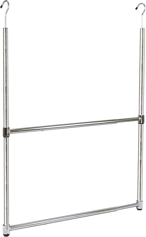 Oceanstar ACR1538C 2-Tier Portable Adjustable Rod Closet Hanger, Chrome | Amazon (US)
