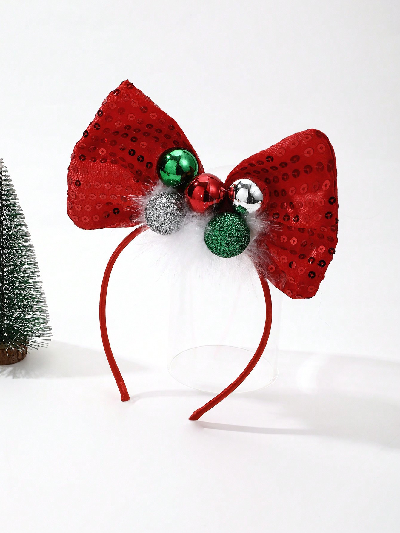 1pc Kids' Cute Christmas Colorful Ball, 3d Glitter Butterfly Bow, Feather Headband, Suitable For ... | SHEIN