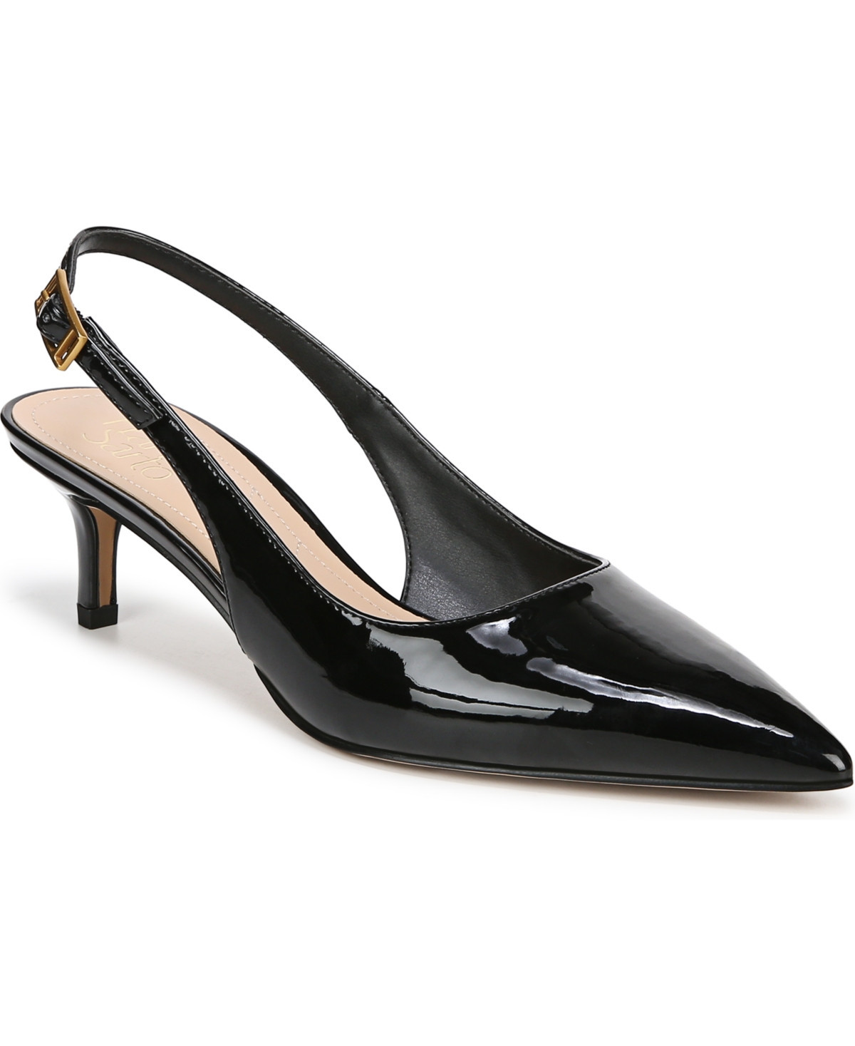 Franco Sarto Women's Kate Pointed Toe Slingback Pumps - Black Faux Patent | Macy's