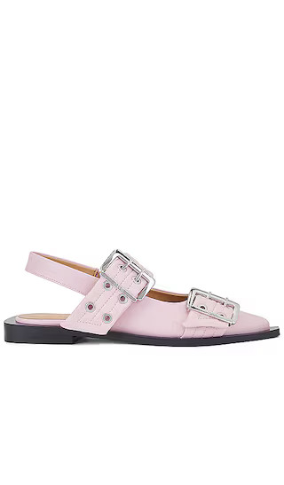 Ganni Feminine Buckle Ballerina in Pink. Size 36, 38. | Revolve Clothing (Global)