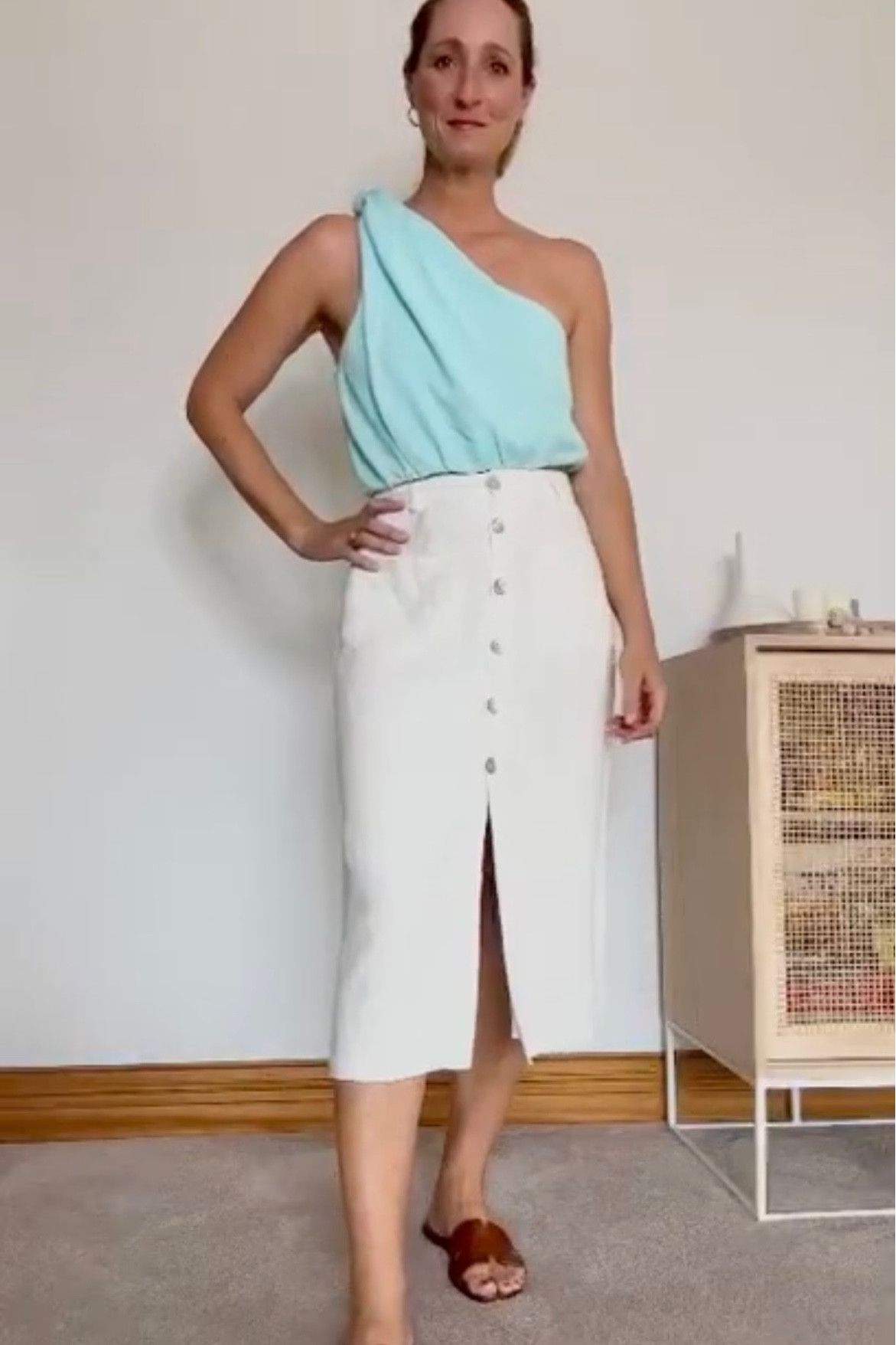 Mix and match items from your matching set with a skirt to create an easy elevated Mum look. 

Top from @sheike and skirt is from @staplethelabel flats from @ninewest. Similar available items are shown. 