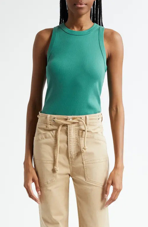 Veronica Beard Jordyn Rib Crop Tank in Clover at Nordstrom, Size Small | Nordstrom
