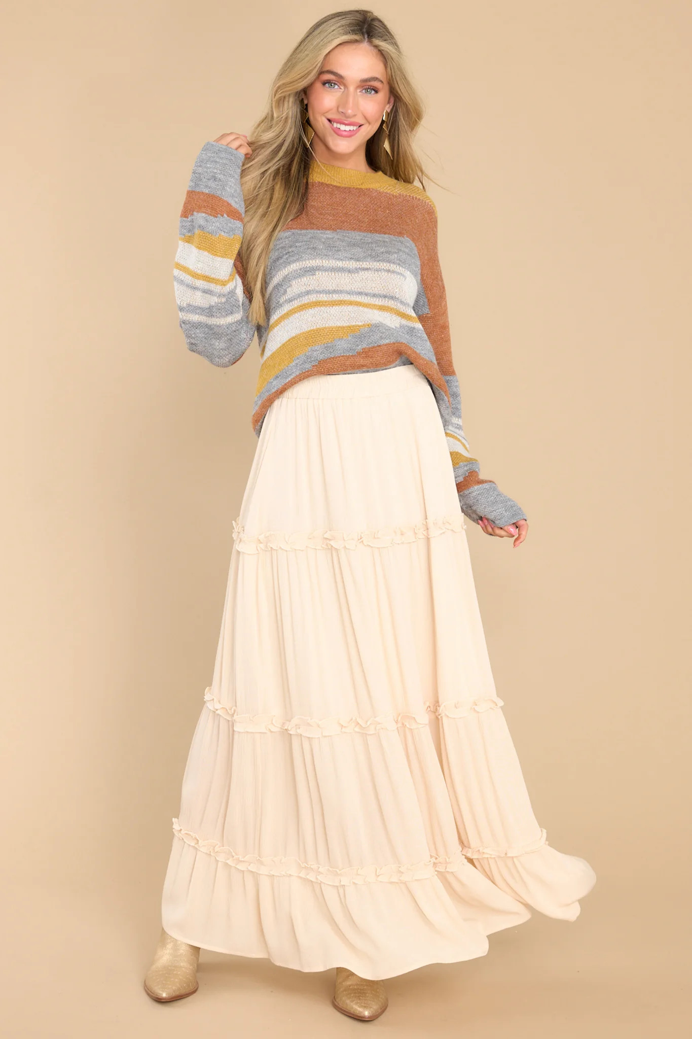 Beautifully Effortless Beige Maxi Skirt | Red Dress 