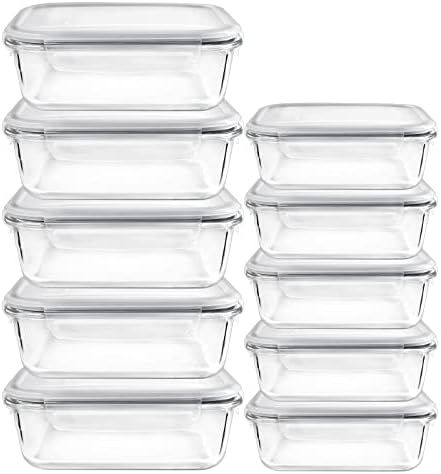 Amazon.com: MUMUTOR 10 Pack Glass Meal Prep Containers, Food Storage Containers with Lids, Airtig... | Amazon (US)