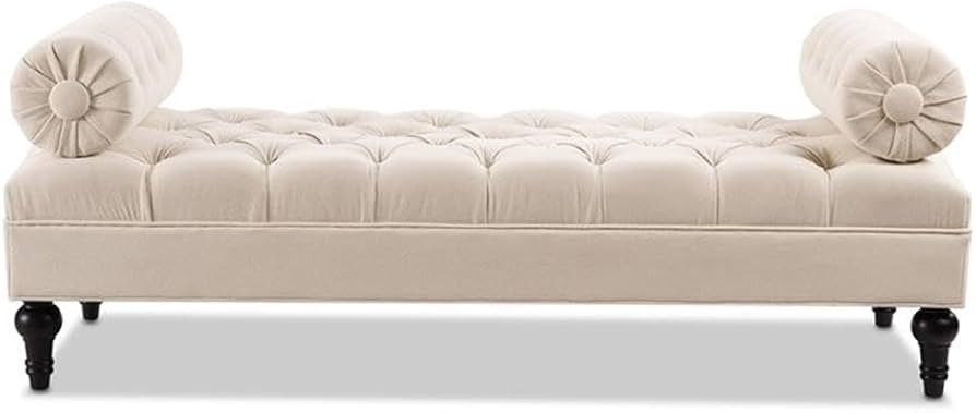 MAKLAINE Contemporary Bolster Arm Entryway Bench in Cream | Amazon (US)
