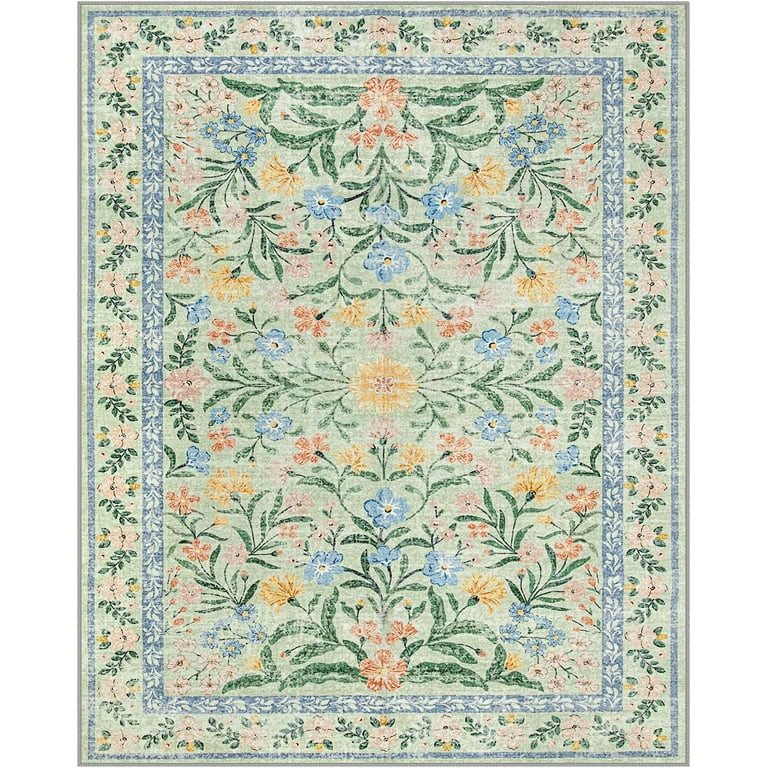 Moynesa 8'x10' Large Rugs for Living Room,Boho Machine Washable Area Rugs 8x10ft,Ultra-Thin Flora... | Walmart (US)