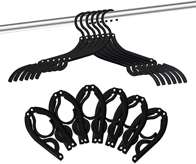 12 PCS Travel Hangers - Portable Folding Clothes Hangers Travel Accessories Foldable Clothes Dryi... | Amazon (US)
