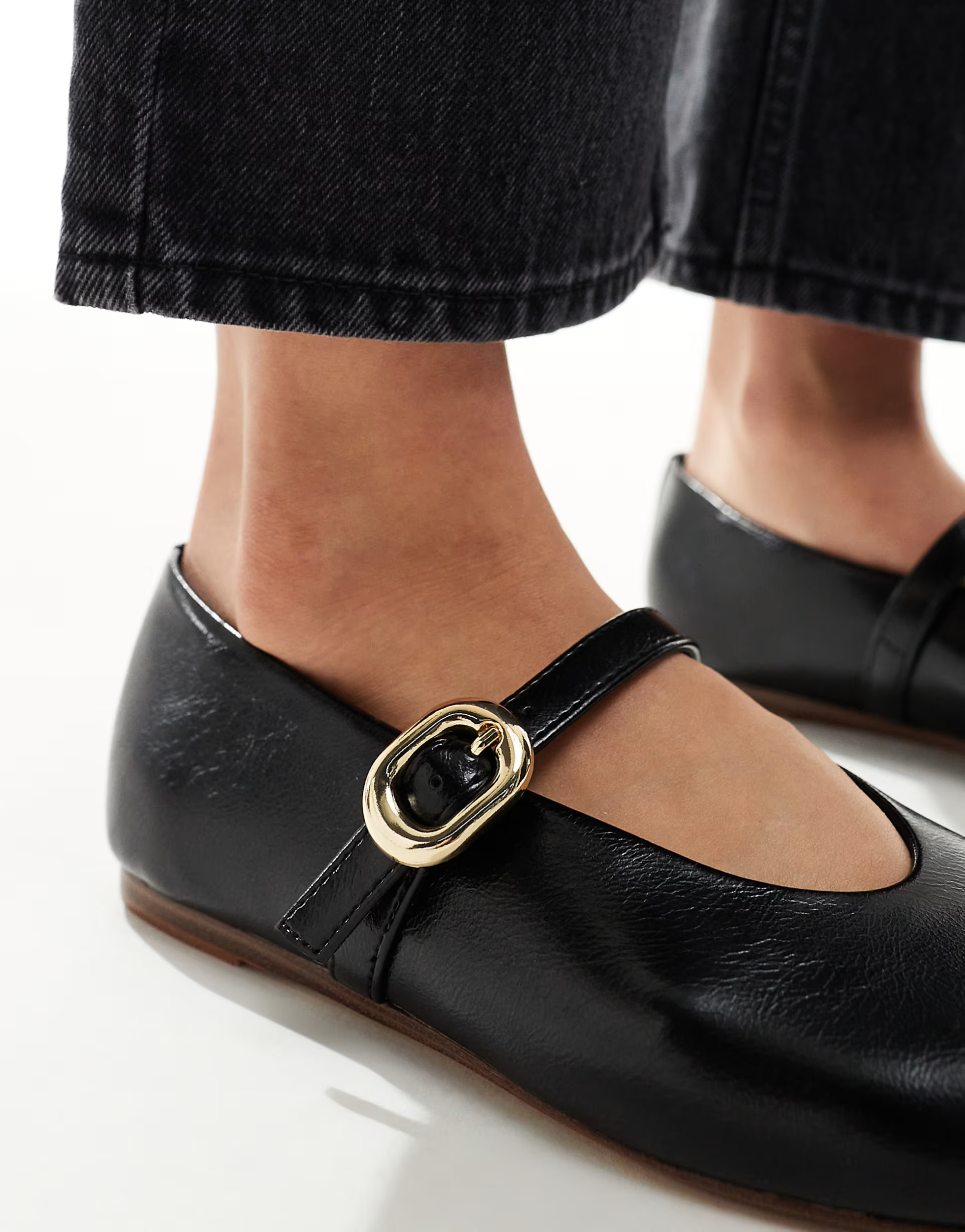 Stradivarius ballet shoe with cross strap in black | ASOS | ASOS (Global)