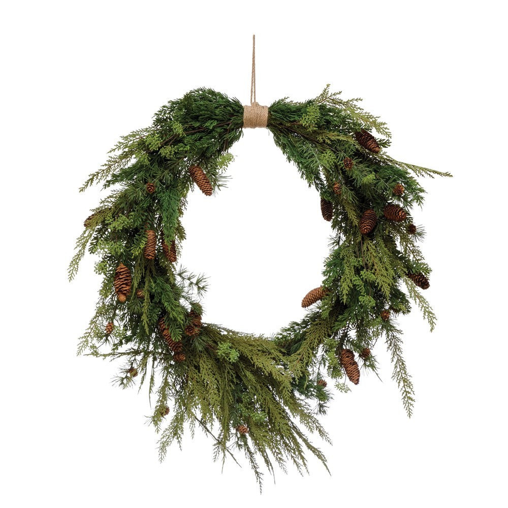 Pine Wreath with Wrapped Jute Hanger | Megan Molten