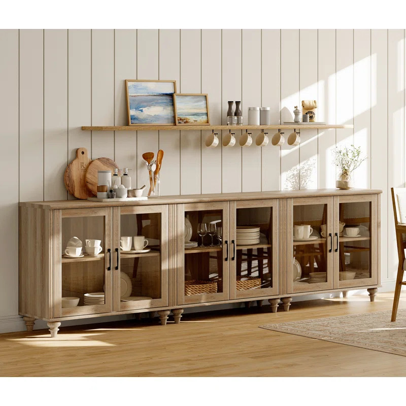 Scarlett Sideboard Cabinet With 6 Glass Doors, Buffet Cabinet With Adjustable Shelf | Wayfair North America