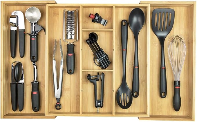 KitchenEdge Adjustable Kitchen Drawer Organizer for Utensils and Junk, Expandable to 33 Inches Wi... | Amazon (US)