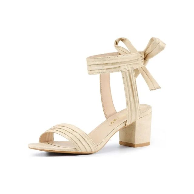 Allegra K Women's Sandals Open Toe Back Ankle Tie Chunky Heels Sandals | Walmart (US)
