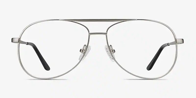 Discover Aviator Matte Silver Full Rim Eyeglasses | Eyebuydirect | EyeBuyDirect.com