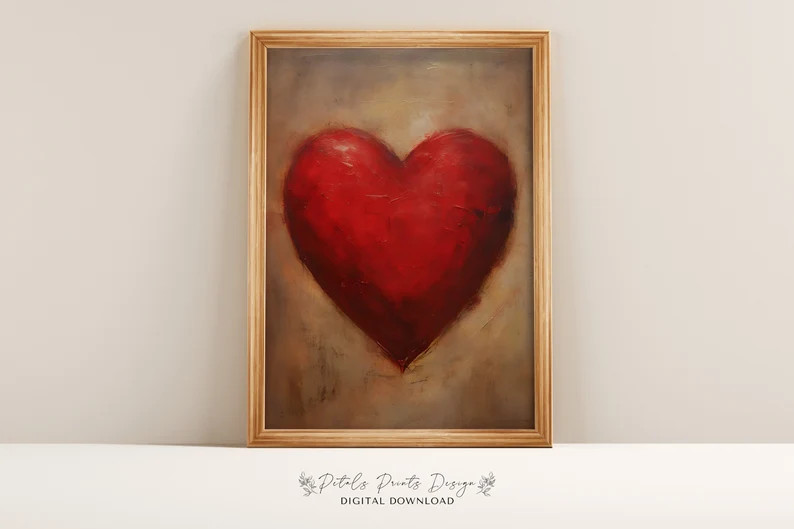 Valentines Day Red Pink Heart Print Valentine Printable Art Valentine Wall Art Watercolor Valenti... | Etsy (US)