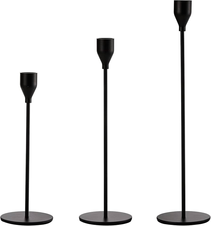 Suwimut Matte Black Candle Holders Set of 3, Tall Candlestick Holder for Taper Candles, Decorativ... | Amazon (US)