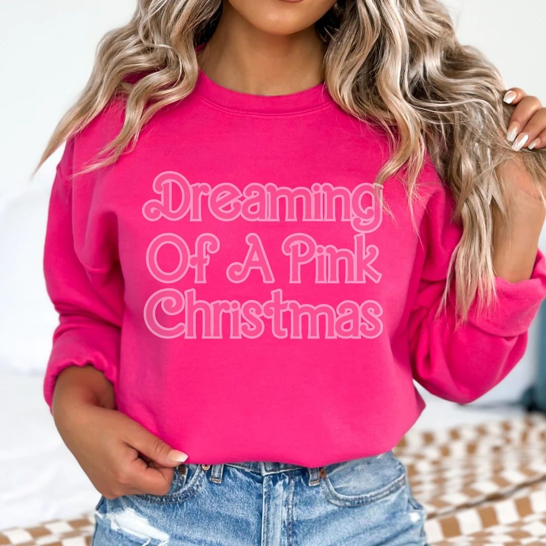 Pink Christmas Sweatshirt Pink Christmas Tree Sweatshirt - Etsy | Etsy (US)