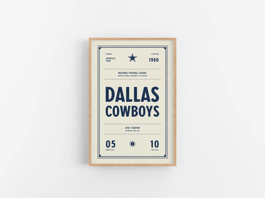 Dallas Cowboys Ticket Print | Wall Art | Vintage Poster | Cowboys Football | Etsy (US)