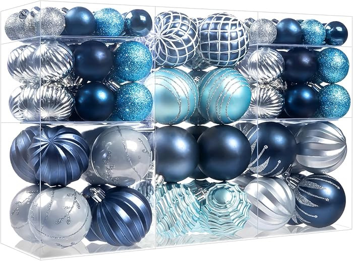 100Pcs Christmas Ball Ornaments Set, Assorted Shatterproof Christmas Ornament, Christmas Tree The... | Amazon (US)