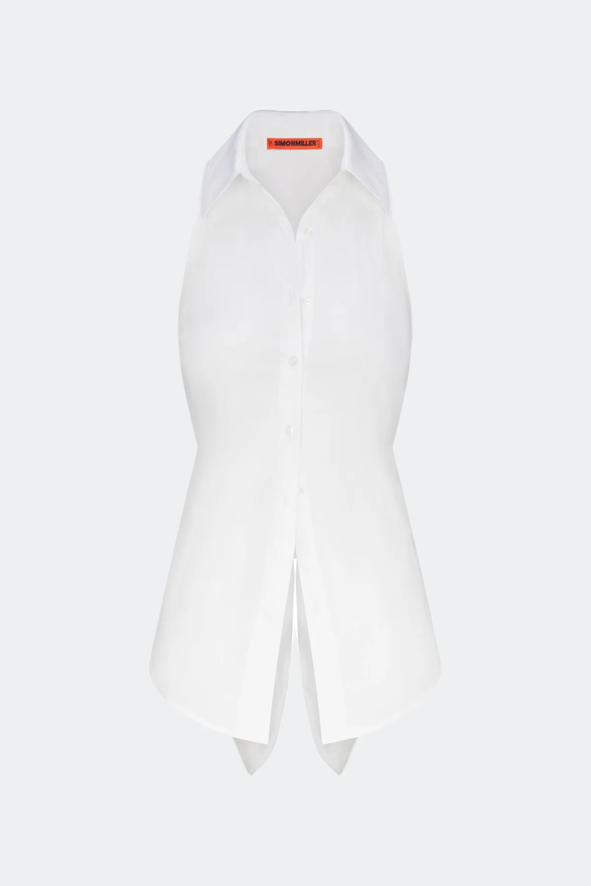 Loch Sleeveless Poplin Button Up in Macadamia | SIMONMILLER | Simon Miller