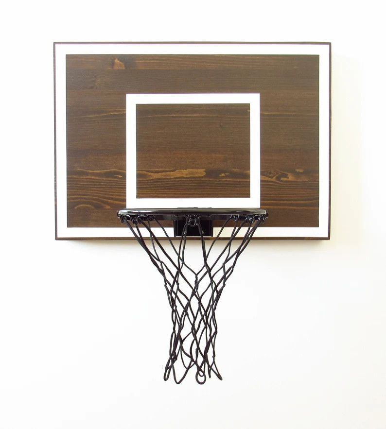 Modern Basketball Hoop for Bedroom Birthdays Players Men Boyfriends Kids Espresso and White Mini ... | Etsy (US)